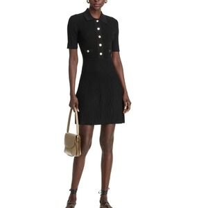 Veronica Beard Short Sleeve Ribbed Mini Dress - Black - Size XL- MSRP $478- NWT